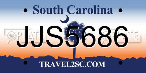 JJS5686 South Carolina License Plate