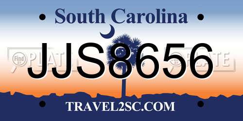 JJS8656 South Carolina License Plate