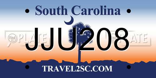JJU208 South Carolina License Plate