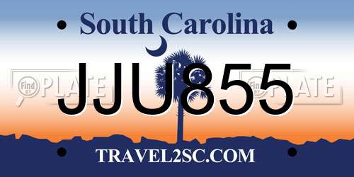 JJU855 South Carolina License Plate