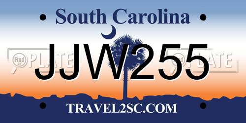 JJW255 South Carolina License Plate