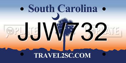 JJW732 South Carolina License Plate