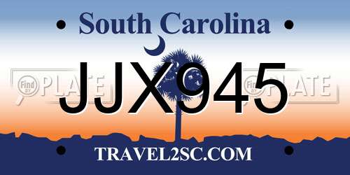 JJX945 South Carolina License Plate