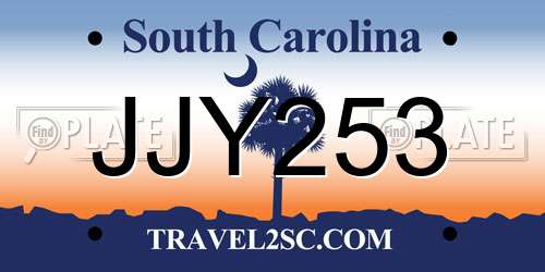 JJY253 South Carolina License Plate