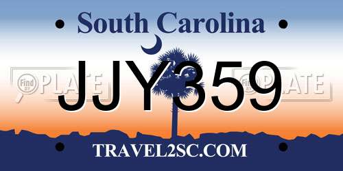 JJY359 South Carolina License Plate