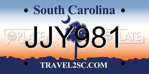 JJY981 South Carolina License Plate