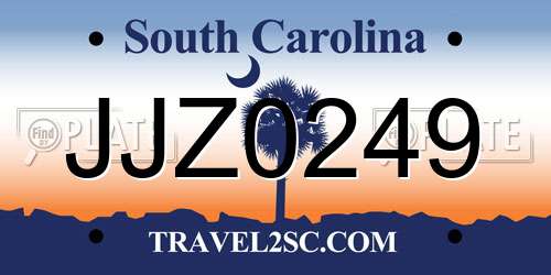JJZ0249 South Carolina License Plate