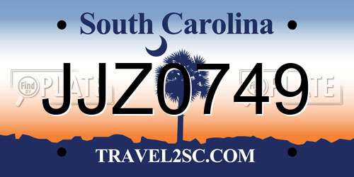 JJZ0749 South Carolina License Plate