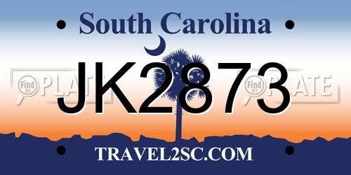 JK2873 South Carolina License Plate
