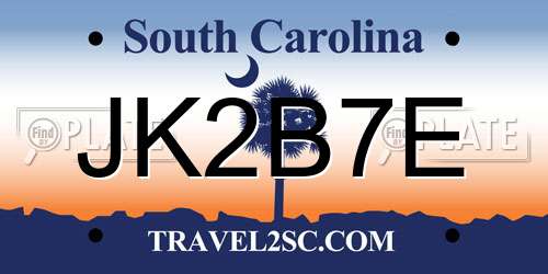 JK2B7E South Carolina License Plate