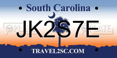 JK2S7E South Carolina License Plate