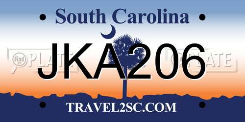 JKA206 South Carolina License Plate