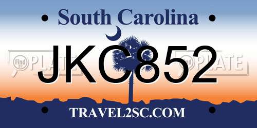 JKC852 South Carolina License Plate