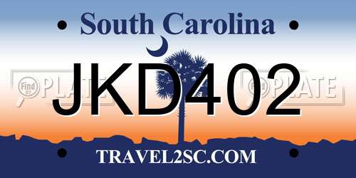 JKD402 South Carolina License Plate