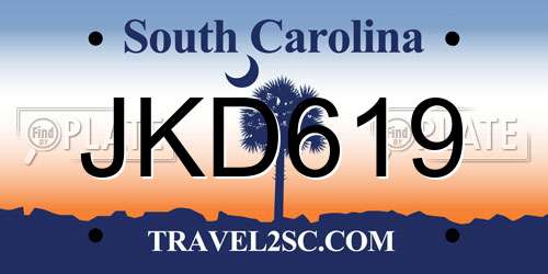 JKD619 South Carolina License Plate