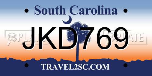 JKD769 South Carolina License Plate