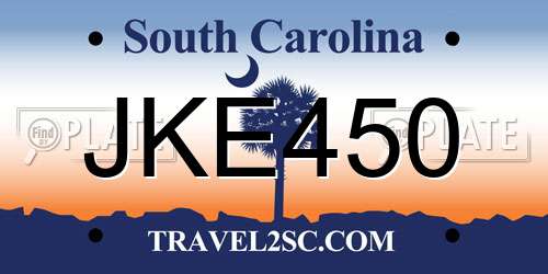 JKE450 South Carolina License Plate