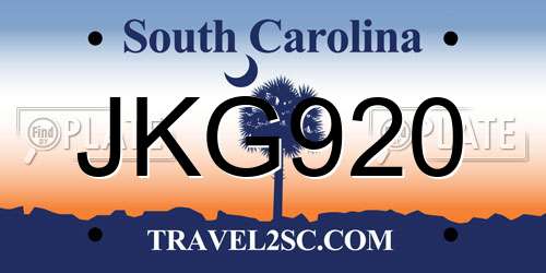 JKG920 South Carolina License Plate