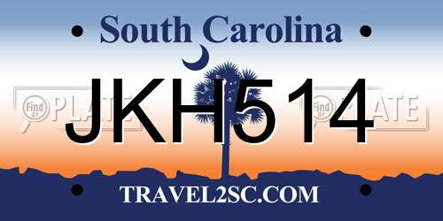 JKH514 South Carolina License Plate