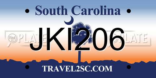 JKI206 South Carolina License Plate