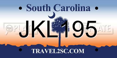 JKL195 South Carolina License Plate