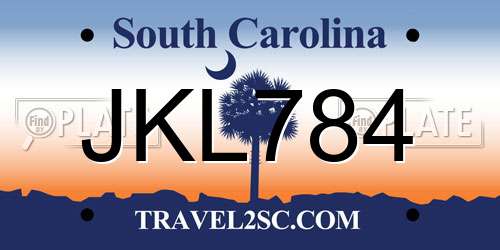 JKL784 South Carolina License Plate