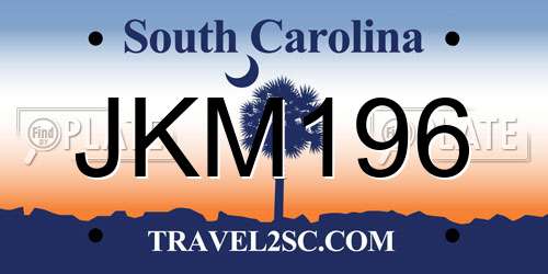 JKM196 South Carolina License Plate