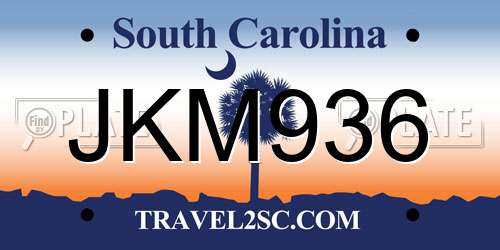 JKM936 South Carolina License Plate