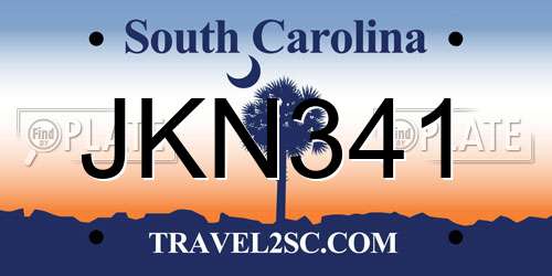 JKN341 South Carolina License Plate