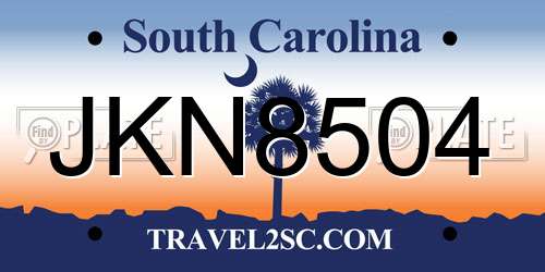 JKN8504 South Carolina License Plate