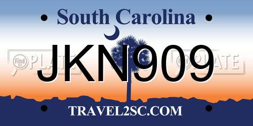 JKN909 South Carolina License Plate