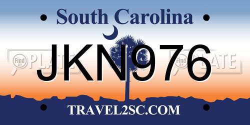 JKN976 South Carolina License Plate