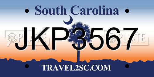 JKP3567 South Carolina License Plate