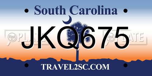 JKQ675 South Carolina License Plate