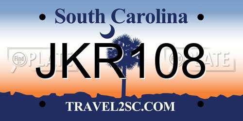 JKR108 South Carolina License Plate