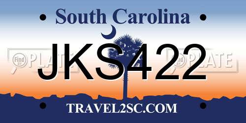 JKS422 South Carolina License Plate