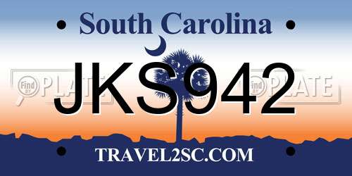 JKS942 South Carolina License Plate
