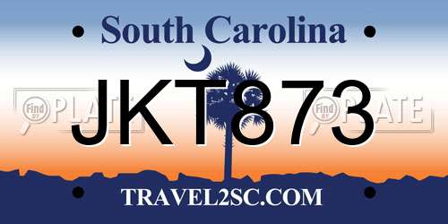 JKT873 South Carolina License Plate