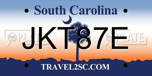 JKT87E South Carolina License Plate