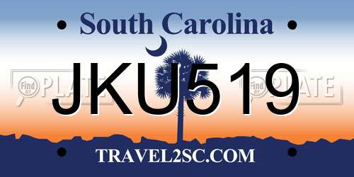JKU519 South Carolina License Plate
