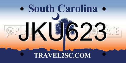 JKU623 South Carolina License Plate