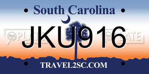 JKU916 South Carolina License Plate