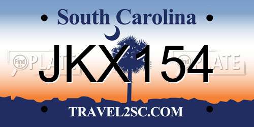 JKX154 South Carolina License Plate