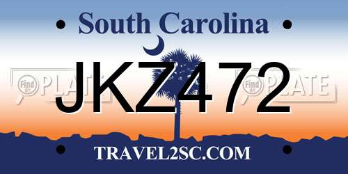 JKZ472 South Carolina License Plate