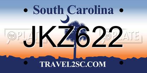 JKZ622 South Carolina License Plate