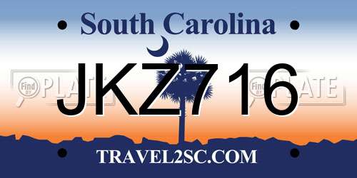 JKZ716 South Carolina License Plate
