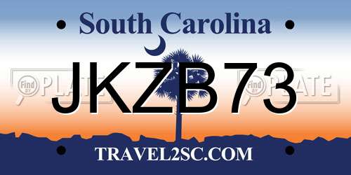 JKZB73 South Carolina License Plate