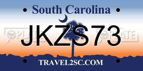 JKZS73 South Carolina License Plate