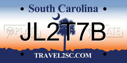 JL2T7B South Carolina License Plate