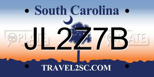 JL2Z7B South Carolina License Plate